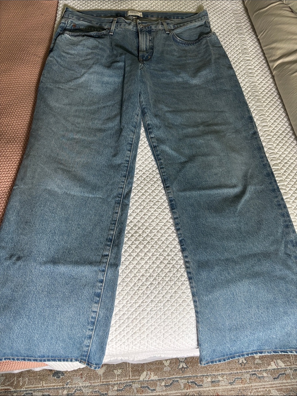 Agolde “Renounce” Low-Rise Wide-Leg Women's Jeans in Light Blue